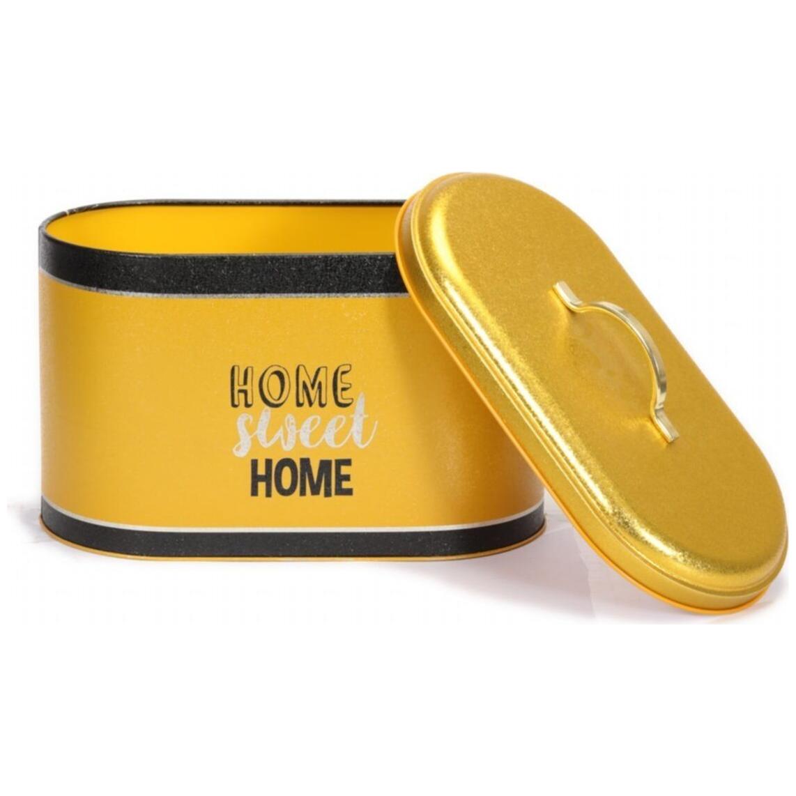 178 x 338 x 200 mm Metal Bread Box Metal Handle 9.8L Gold Home Sweet Home