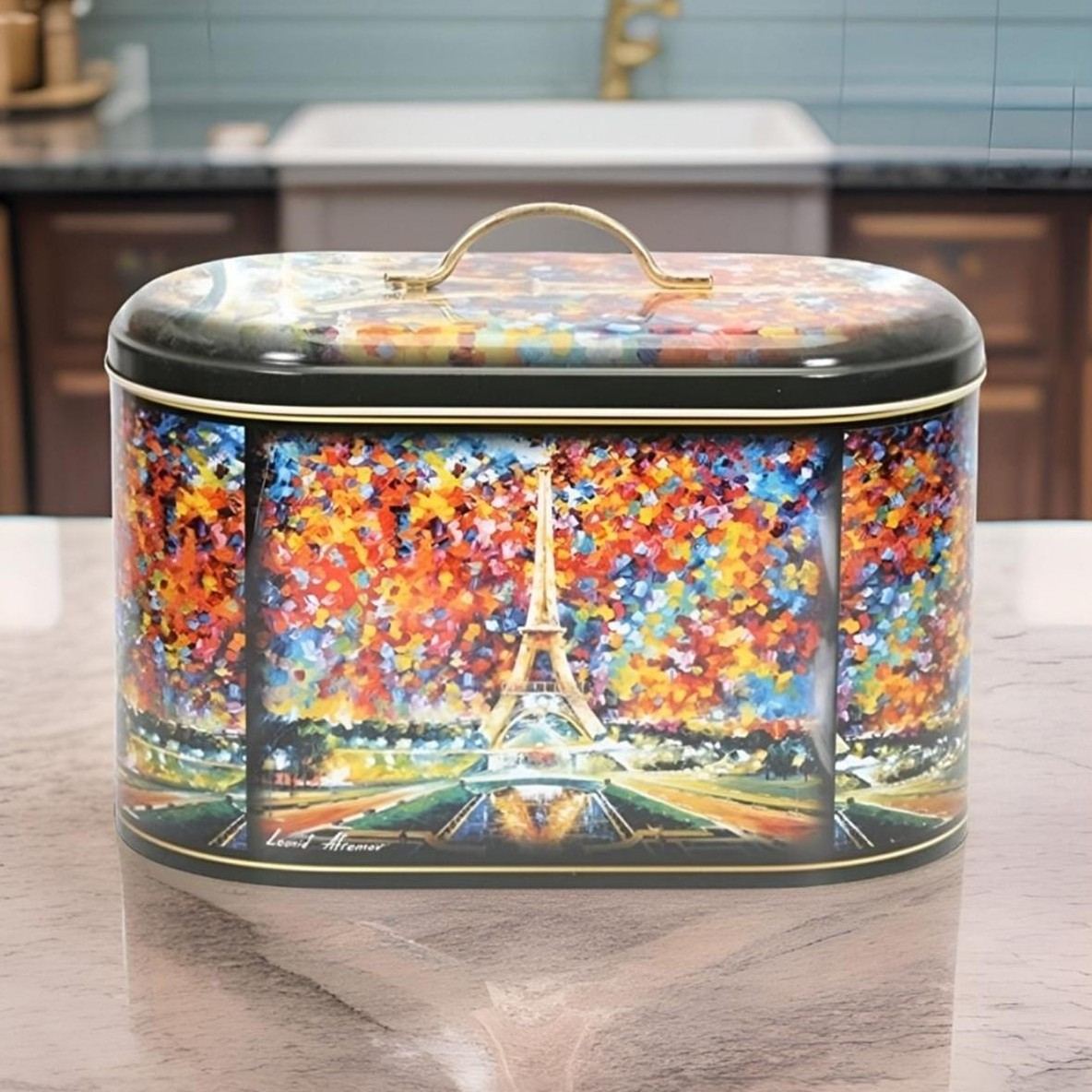 178 x 338 x 200 mm Metal Bread Box  Metal Handle 9.8L Afremov Paris