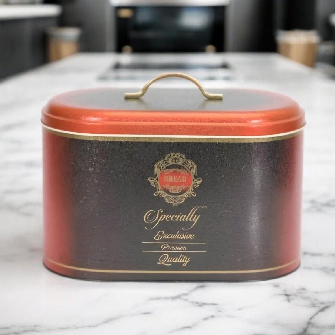 178 x 338 x 200 mm Metal Bread Box Metal Handle 9.8L Specialty Red