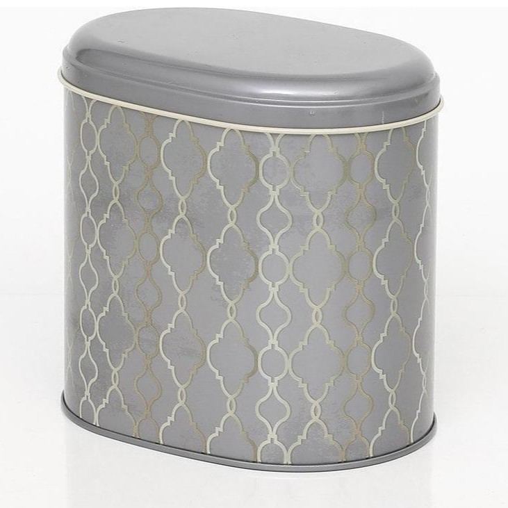 Oval Metal Tin – 140 x 120 x 130 mm (1.4L)  gold geometric pattern black background