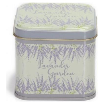90x90x80 mm Square Tin Box  0.6 L  Slip Lid Lavander Garden