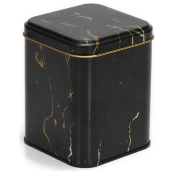 105x105x160 mm Square Tin Box  1.7 L  Slip Lid Marble Black
