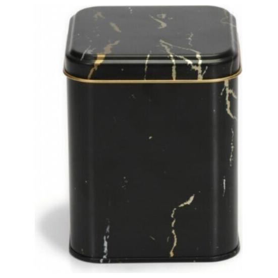 105x105x160 mm Square Tin Box 1.7 L Slip Lid Marble Black