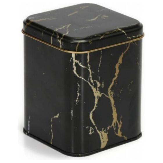 105x105x160 mm Square Tin Box 1.7 L Slip Lid Marble Black