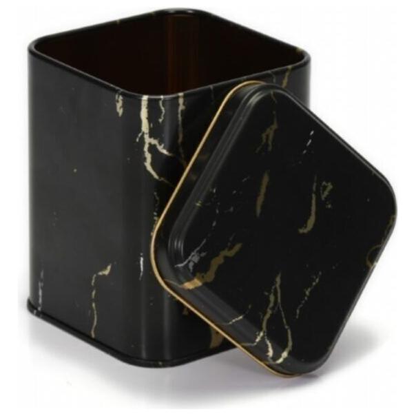 105x105x160 mm Square Tin Box 1.7 L Slip Lid Marble Black