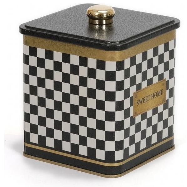 120x120x137 mm Square metal box 1.8L Knob Handle Checkerboard