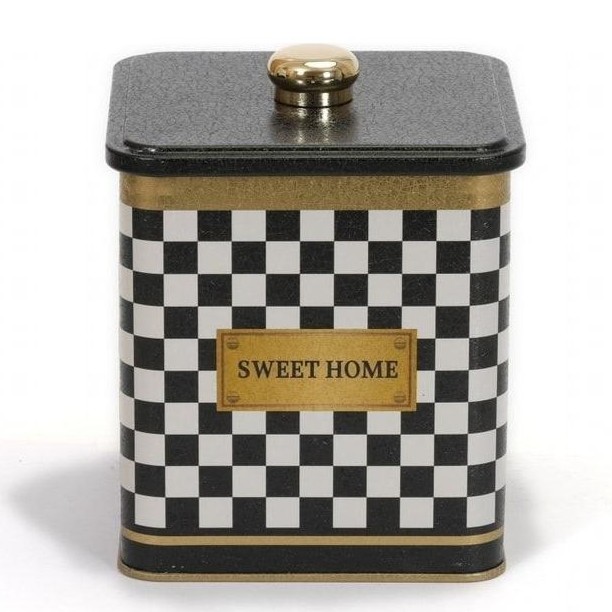 120x120x137 mm Square metal box 1.8L Knob Handle Checkerboard