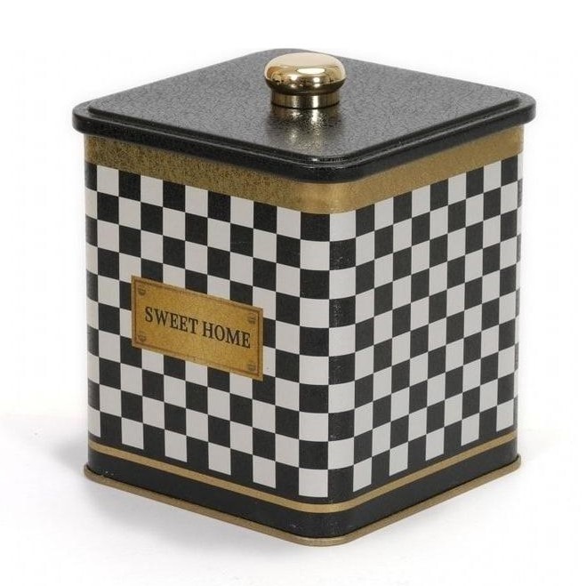 120x120x137 mm Square metal box 1.8L Knob Handle Checkerboard