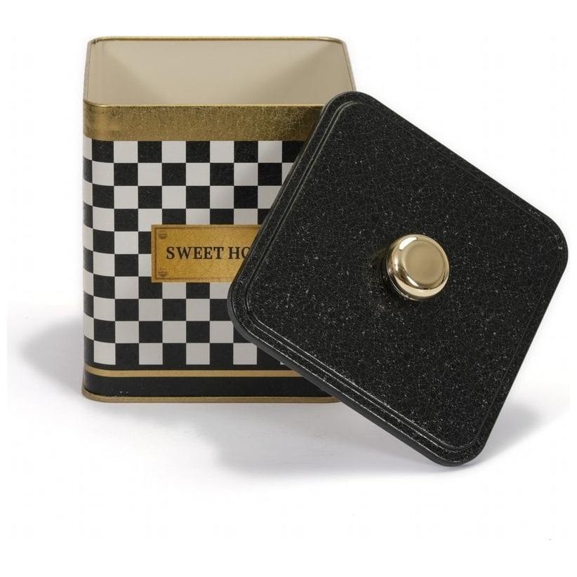 120x120x137 mm Square metal box 1.8L Knob Handle Checkerboard