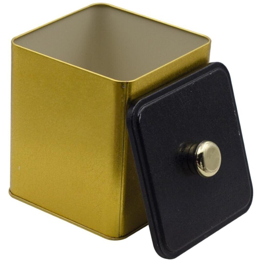 120x120x137 mm Square metal box 1.8L Knob Handle Gold