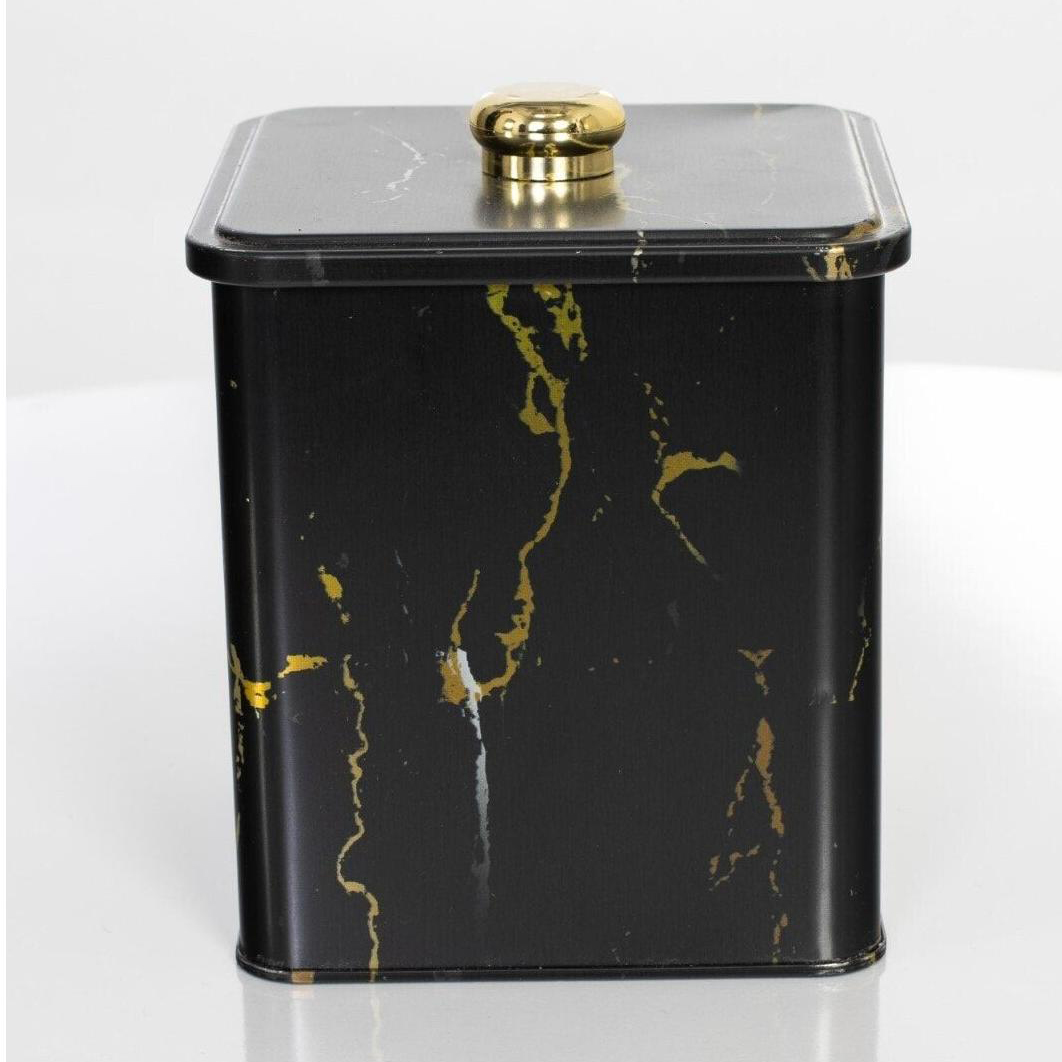 120x120x137 mm Square metal box 1.8L Knob Handle Marble Black