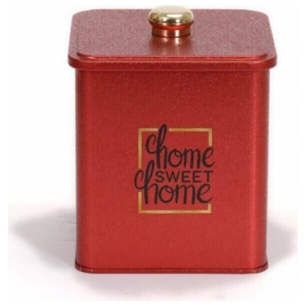 120x120x137 mm Square metal box 1.8L Knob Handle Red Country
