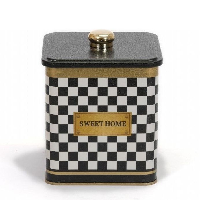 120x120x137 mm Square metal box  1.8L Knob Handle  Checkerboard