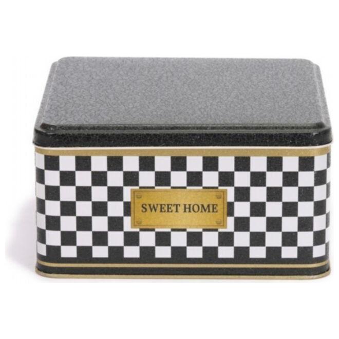 198x198x100 mm Square Metal Storage box 3.7L Checkerboard