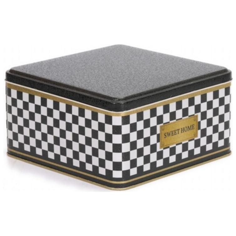 198x198x100 mm Square Metal Storage box 3.7L Checkerboard