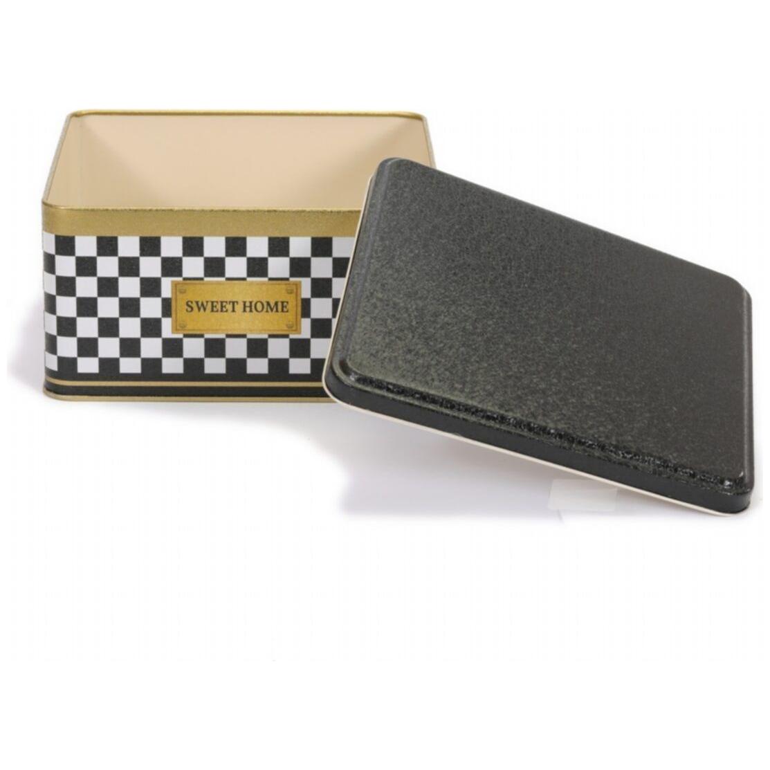 198x198x100 mm Square Metal Storage box 3.7L Checkerboard