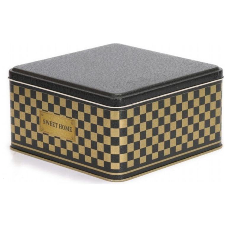 198x198x100 mm Square Metal Storage box 3.7L Checkerboard