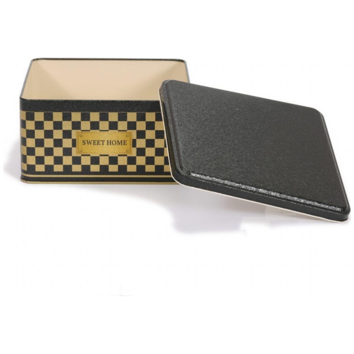 198x198x100 mm Square Metal Storage box 3.7L Checkerboard