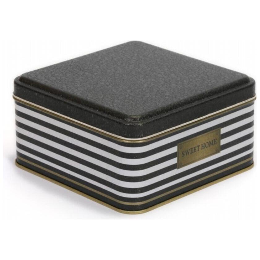 198x198x100 mm Square Metal Storage box 3.7L Black and White Line Sweet Home