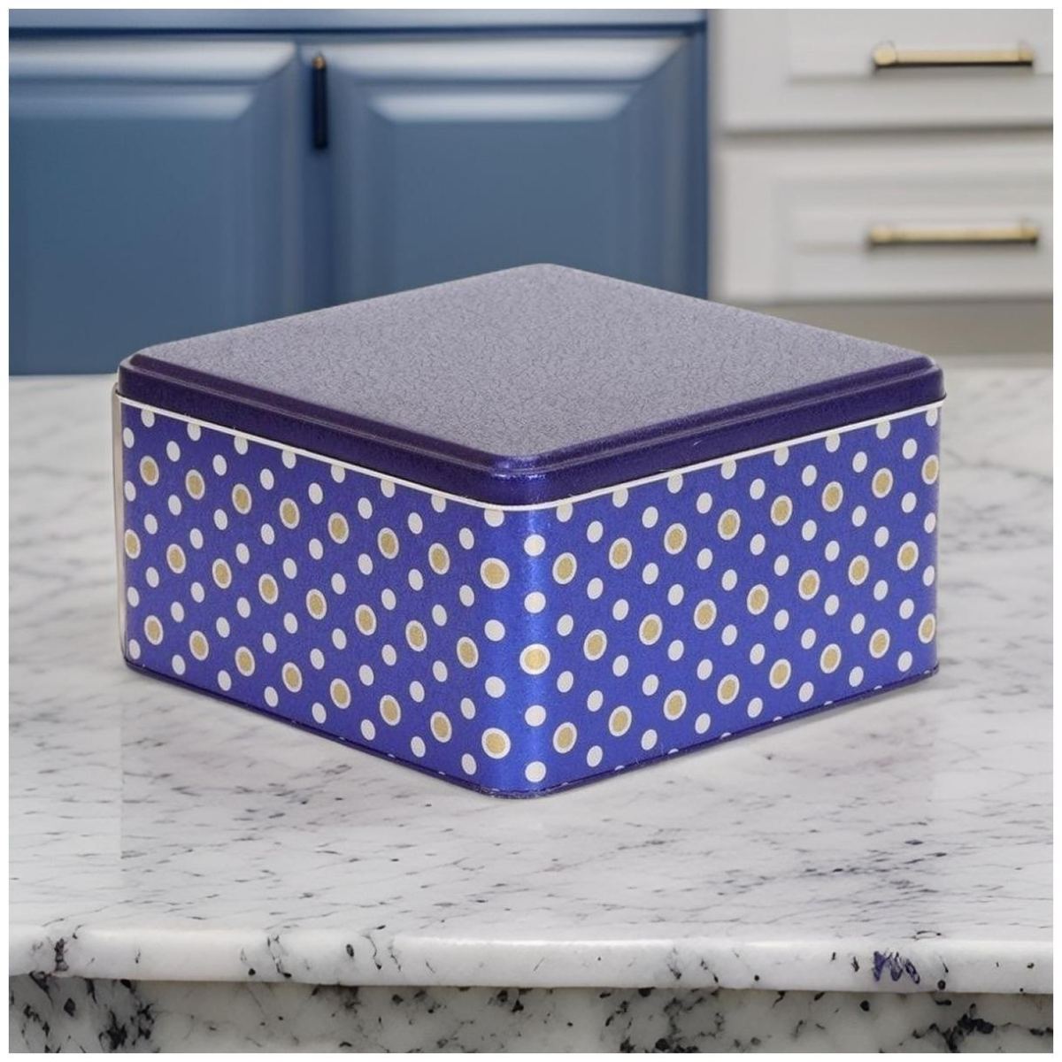 198x198x100 mm Square Metal Storage box 3.7L Point Blue