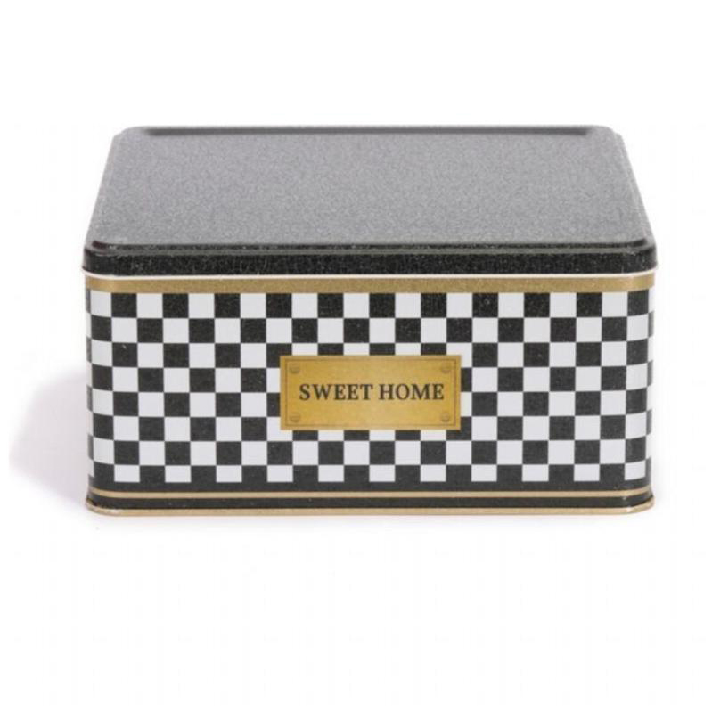 235x235x110 Square Tin Box 5.8L slip lid Checkerboard