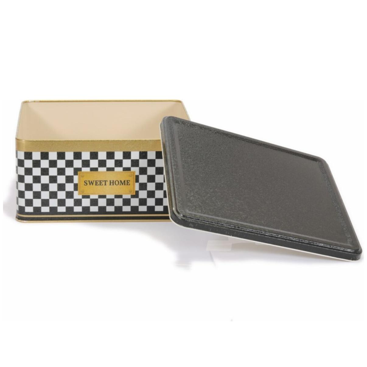 235x235x110 Square Tin Box 5.8L slip lid Checkerboard