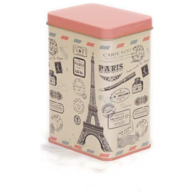 75x100x150 mm Rectangular Storage Tin Box 1.2L Slip Lid Paris and Cake Retro 