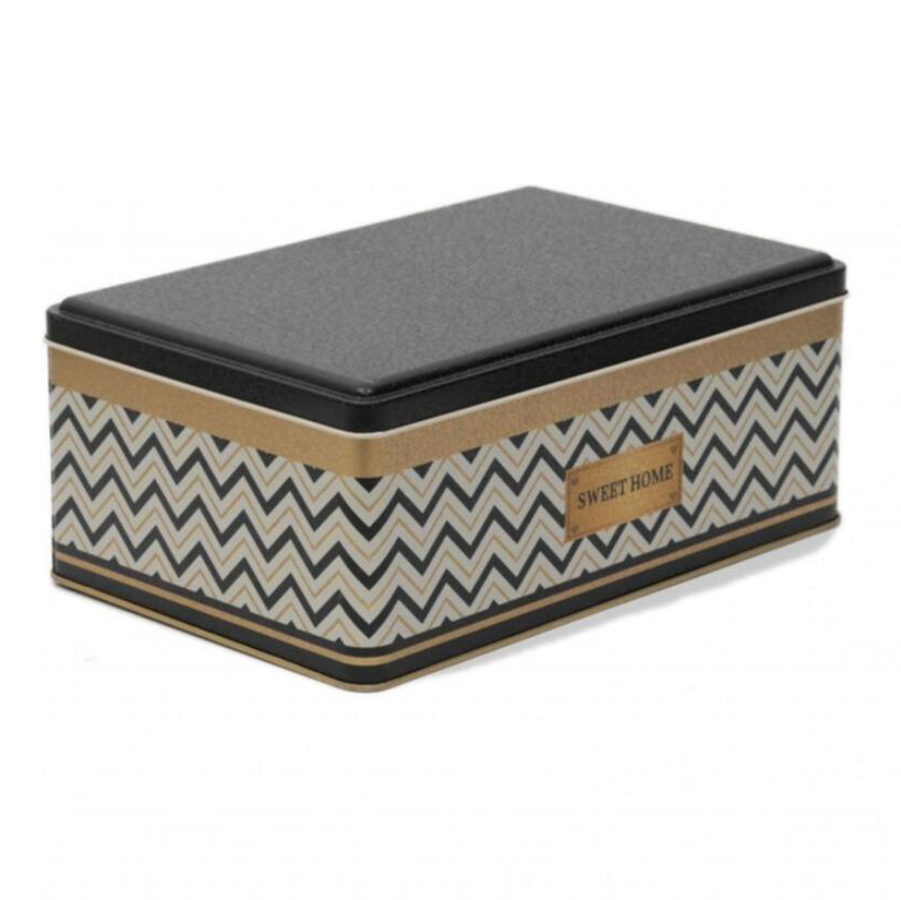 170x260x100 mm Rectangular Metal Storage Box Slip Lid 4.2L Black Type