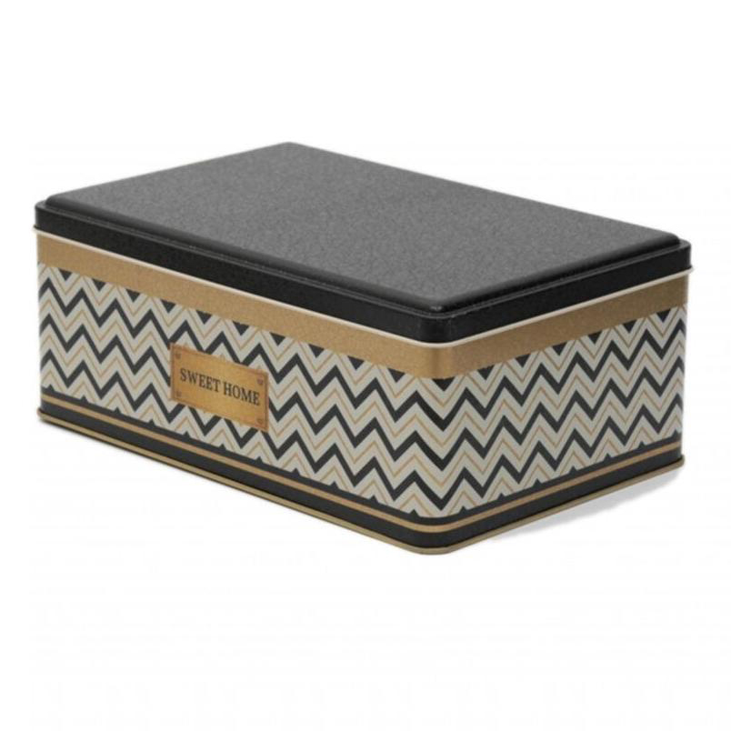 170x260x100 mm Rectangular Metal Storage Box Slip Lid 4.2L Black Type