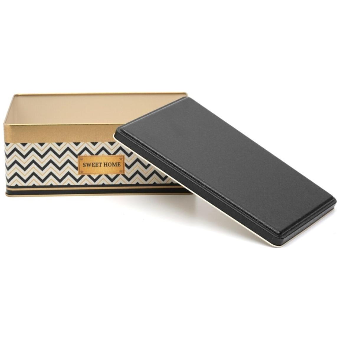 170x260x100 mm Rectangular Metal Storage Box Slip Lid 4.2L Black Type