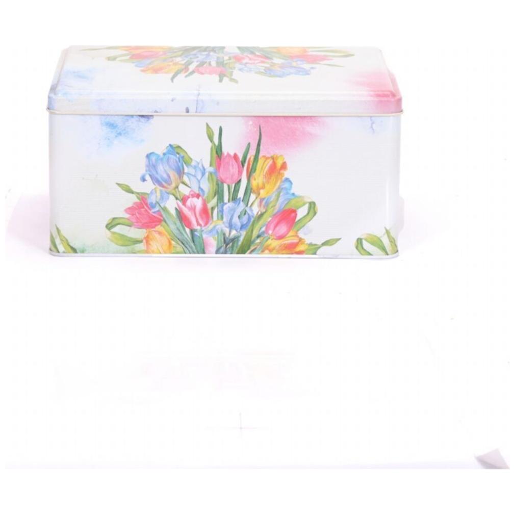 170x260x120 mm Rectangular Metal Storage Box Slip Lid 5.1L Flower Tulip