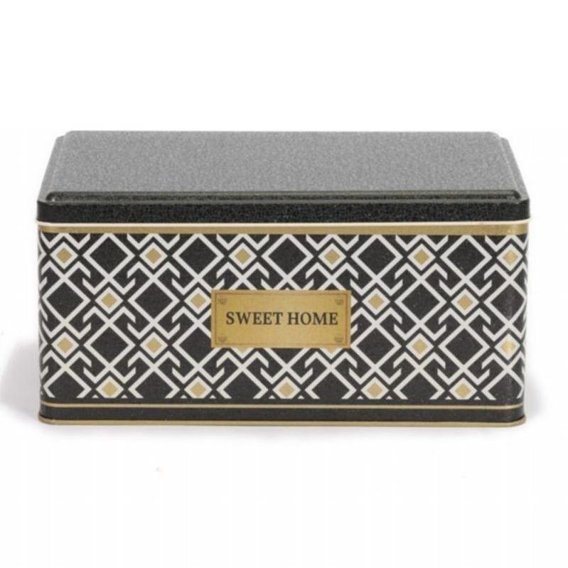 170x260x120 mm Rectangular Metal Storage Box Slip Lid 5.1L Seamless Pattern Design  Geometric Lines  Black Background