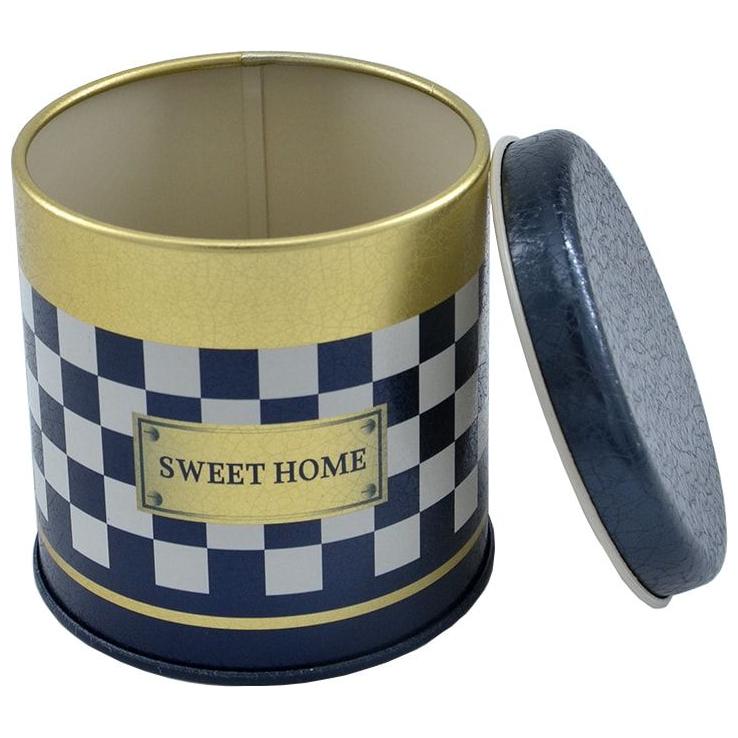  Ø90x90 mm Round Metal Tin – (0.5L) with Wooden Lid  Checkerboard