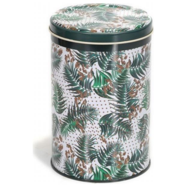 Ø105x130 mm Round Tin Box 1L Wire Clasp and Transparent Lid Vintage Green
