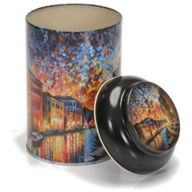 Ø105 x 150 mm Round Metal Tin – 1.2L with Dome Lid Afremov River