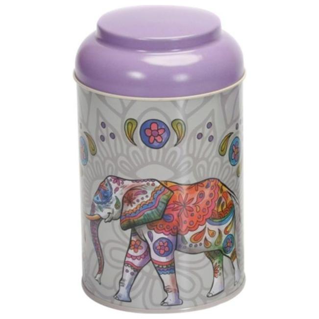 Ø105 x 150 mm Round Metal Tin – 1.2L with Dome Lid Lucky Elephant