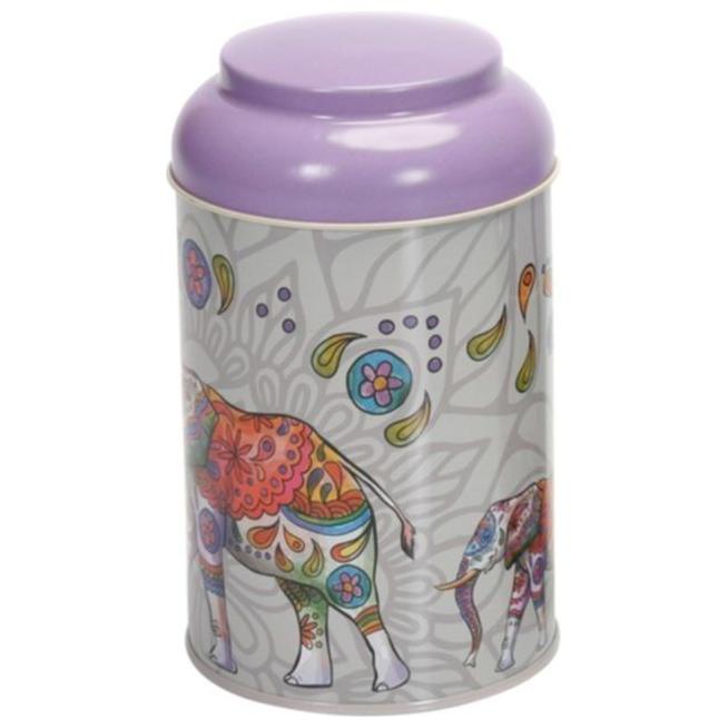 Ø105 x 150 mm Round Metal Tin – 1.2L with Dome Lid Lucky Elephant