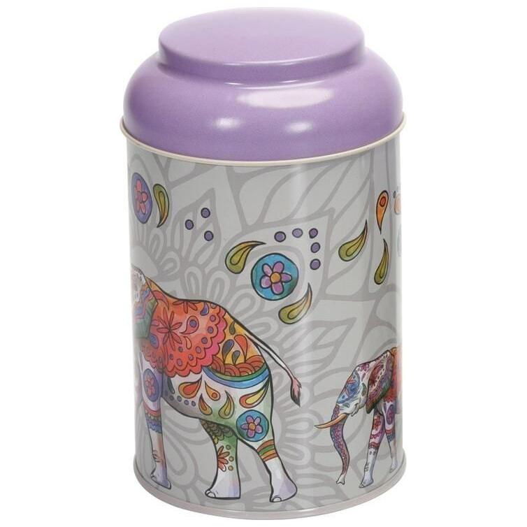 Ø105 x 150 mm Round Metal Tin – 1.2L with Dome Lid Lucky Elephant