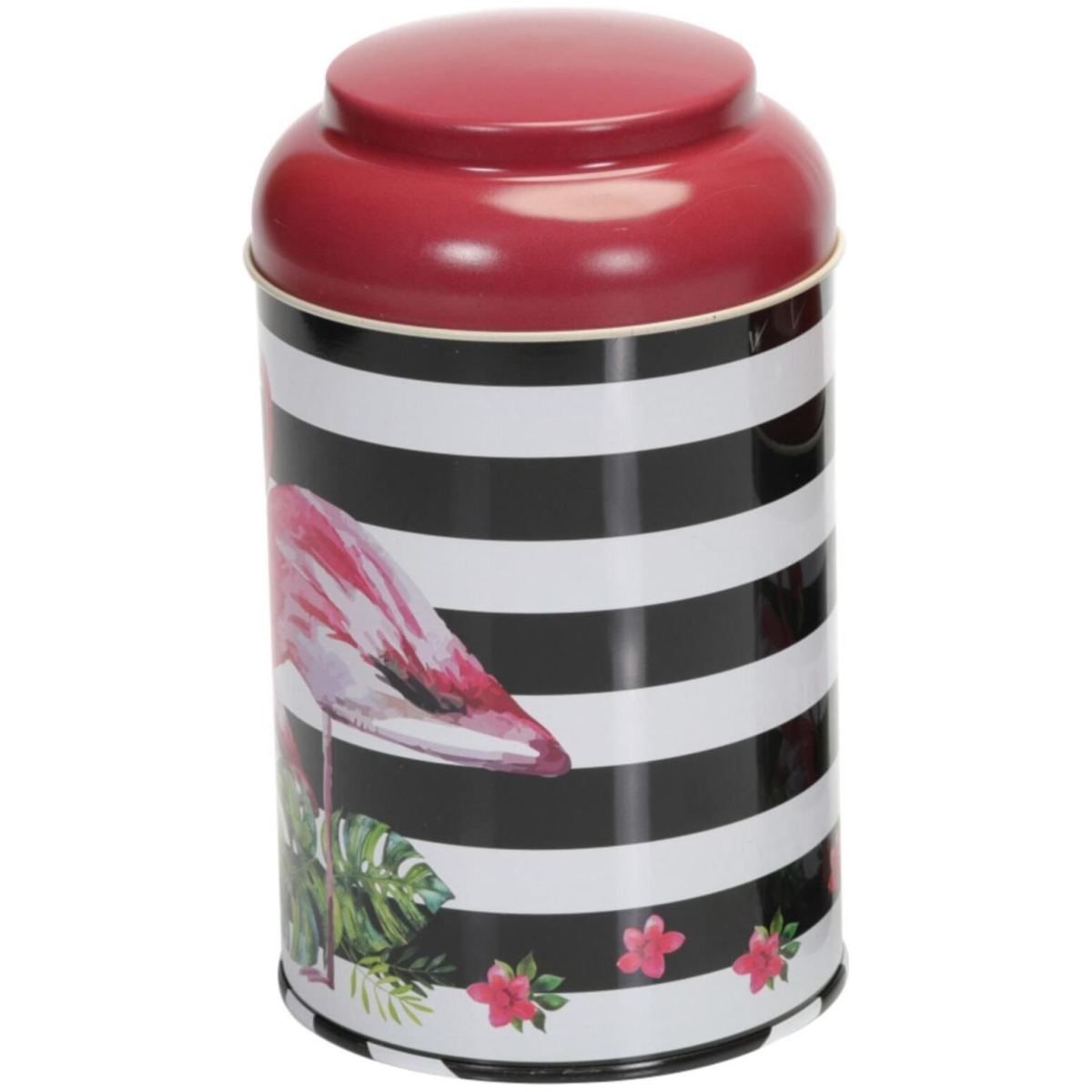 Ø105 x 150 mm  Round Metal Tin – 1.2L with Dome Lid Pink flamingo illustrator line background