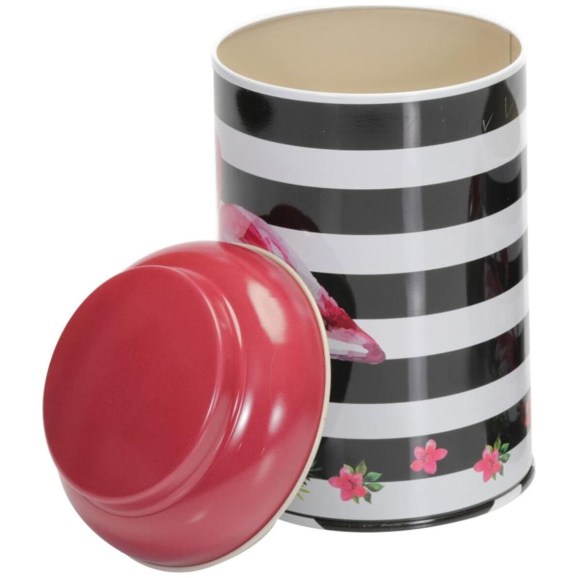 Ø105 x 150 mm  Round Metal Tin – 1.2L with Dome Lid Pink flamingo illustrator line background