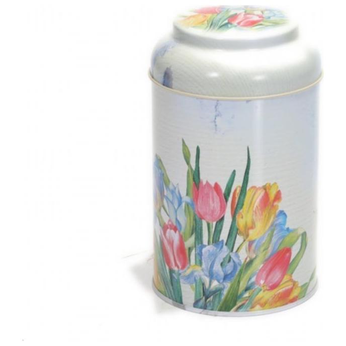 Ø105 x 150 mm Round Metal Tin – 1.2L with Dome Lid Flower Tulip