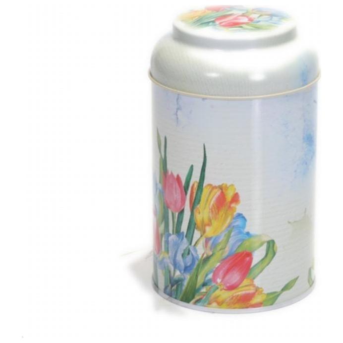 Ø105 x 150 mm Round Metal Tin – 1.2L with Dome Lid Flower Tulip