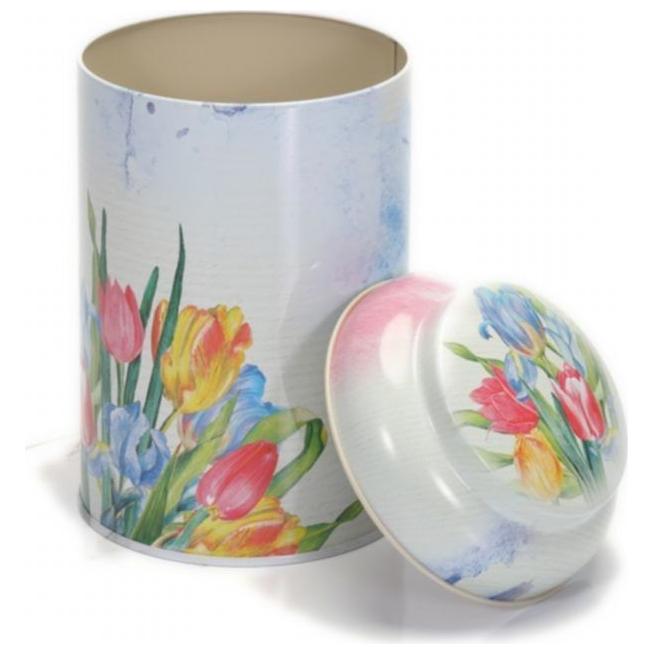 Ø105 x 150 mm Round Metal Tin – 1.2L with Dome Lid Flower Tulip