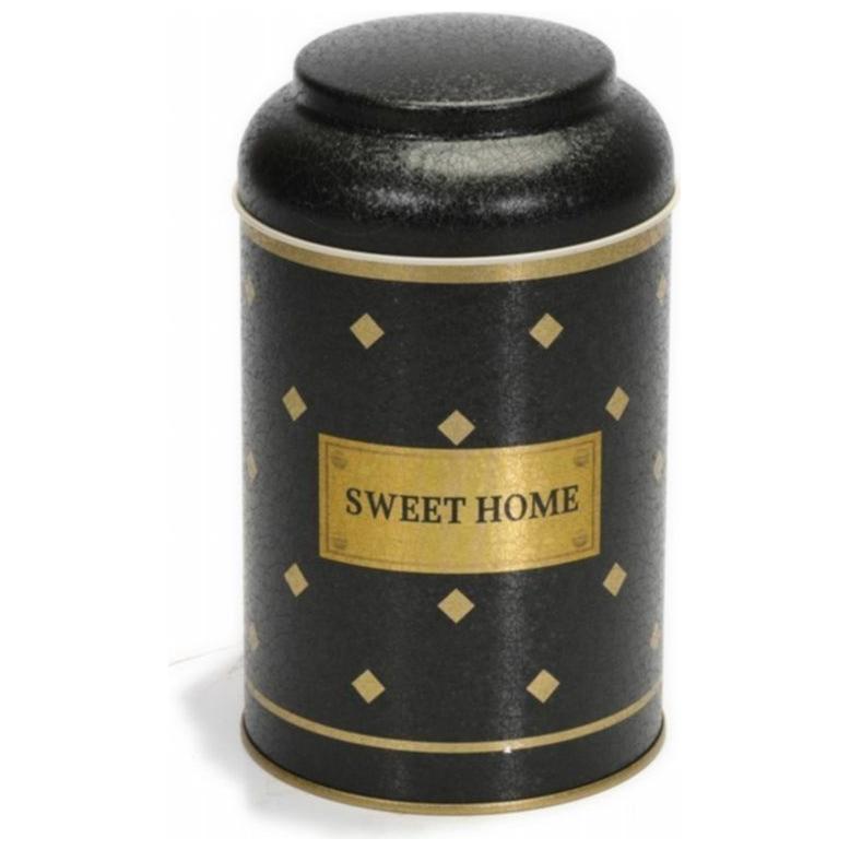 Ø105 x 150 mm Round Metal Tin – 1.2L with Dome Lid Gold sweet home