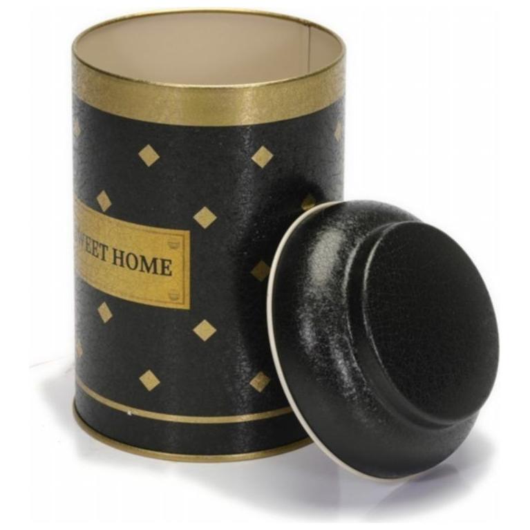Ø105 x 150 mm Round Metal Tin – 1.2L with Dome Lid Gold sweet home