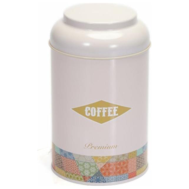 Ø105 x 150 mm Round Metal Tin – 1.2L with Dome Lid Patchwork Pattern Pink Background