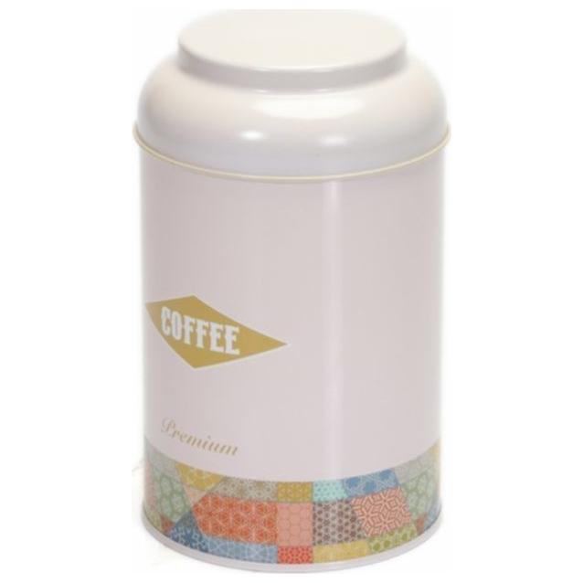 Ø105 x 150 mm Round Metal Tin – 1.2L with Dome Lid Patchwork Pattern Pink Background
