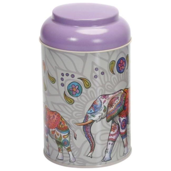 Ø105 x 150 mm  Round Metal Tin – 1.2L with Dome Lid Lucky Elephant
