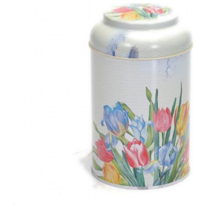 Ø105 x 150 mm  Round Metal Tin – 1.2L with Dome Lid Flower Tulip