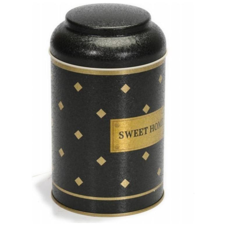 Ø105 x 150 mm  Round Metal Tin – 1.2L with Dome Lid Gold sweet home